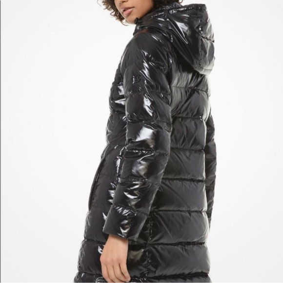 Michael Kors $248 Patent Shiny Midi sleeping Bag Quilt Puffer Coat S - Picture 6 of 7